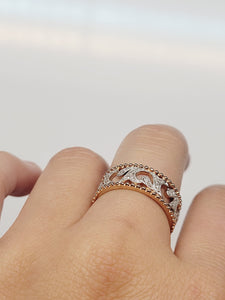 Rose Gold Diamond Swirls Fashion Ring
