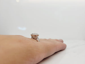 Octagon Invisible-set Diamond Ring with Halo
