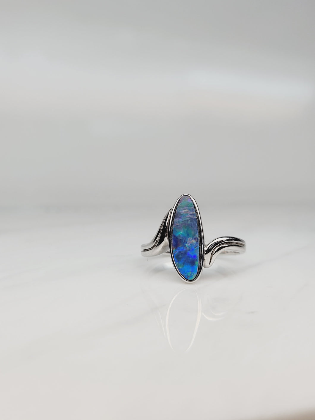 Australian Opal Freeform Doublet Ring
