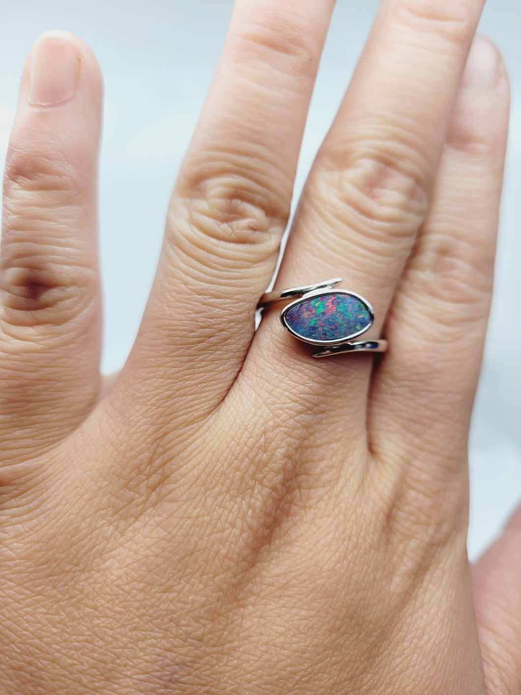 Australian Opal Freeform doublet ring