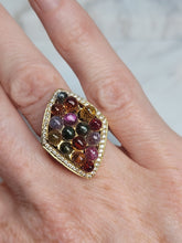 Load image into Gallery viewer, Multi Gemstone (many are Garnets) individually set briolettes and Diamonds sent in 18k Yellow Gold band