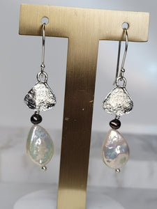 Pearl and Sterling Silver Dangle Earrings