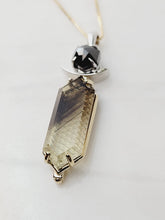 Load image into Gallery viewer, Fantasy Cut Smokey Citrine with Black Diamond Rose Cut Necklace
