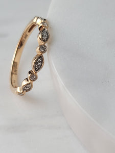 Millgrained Rose Gold Diamond Stackable Band