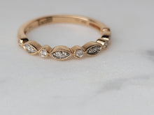 Load image into Gallery viewer, Millgrained Rose Gold Diamond Stackable Band