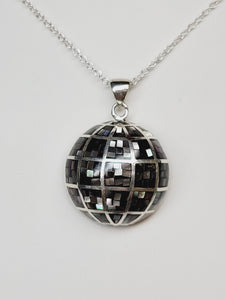 Mother of Pearl and Sterling Silver Domed Pendant