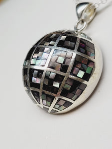 Mother of Pearl and Sterling Silver Domed Pendant
