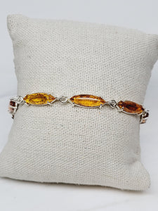 Marquis Amber and Sterling Silver Bracelet