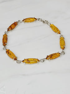 Marquis Amber and Sterling Silver Bracelet