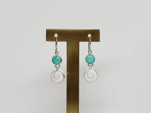 Load image into Gallery viewer, Snail Shell and Turquoise Circle Dangle Earrings