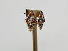 Load image into Gallery viewer, Square Amber Sunburst Earrings