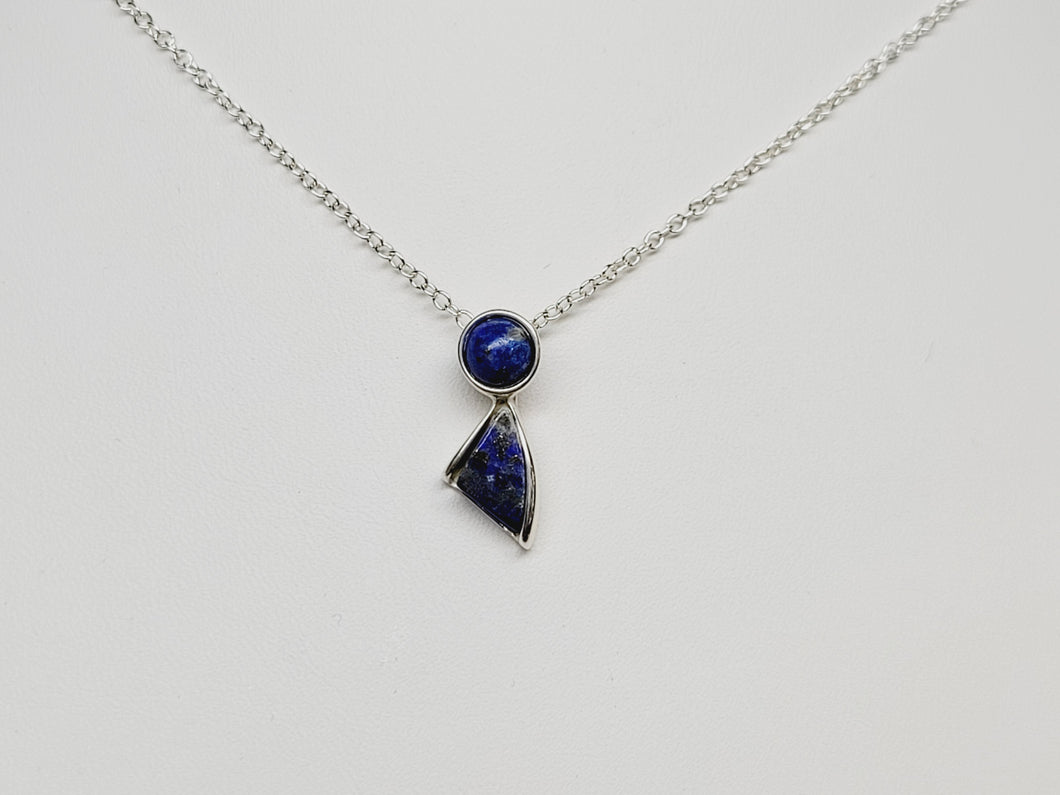 Lapis Circle and Triangle Pendant Necklace