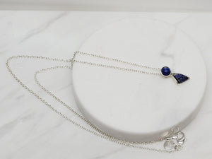 Lapis Circle and Triangle Pendant Necklace
