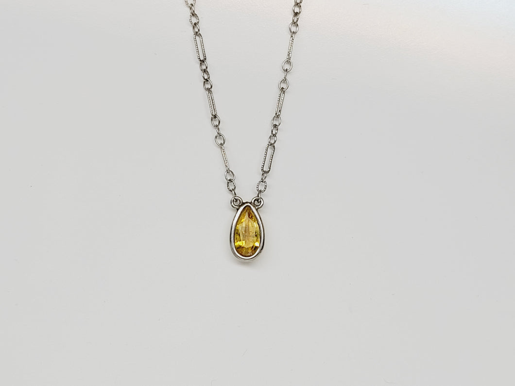 Gleaming Yellow Sapphire Pear Necklace