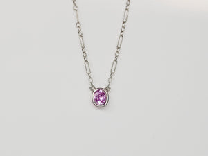 Hot Pink Sapphire Oval Necklace