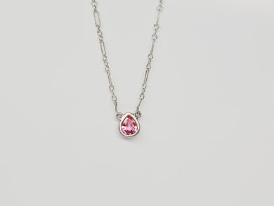 Padparadscha Sapphire Pear Necklace