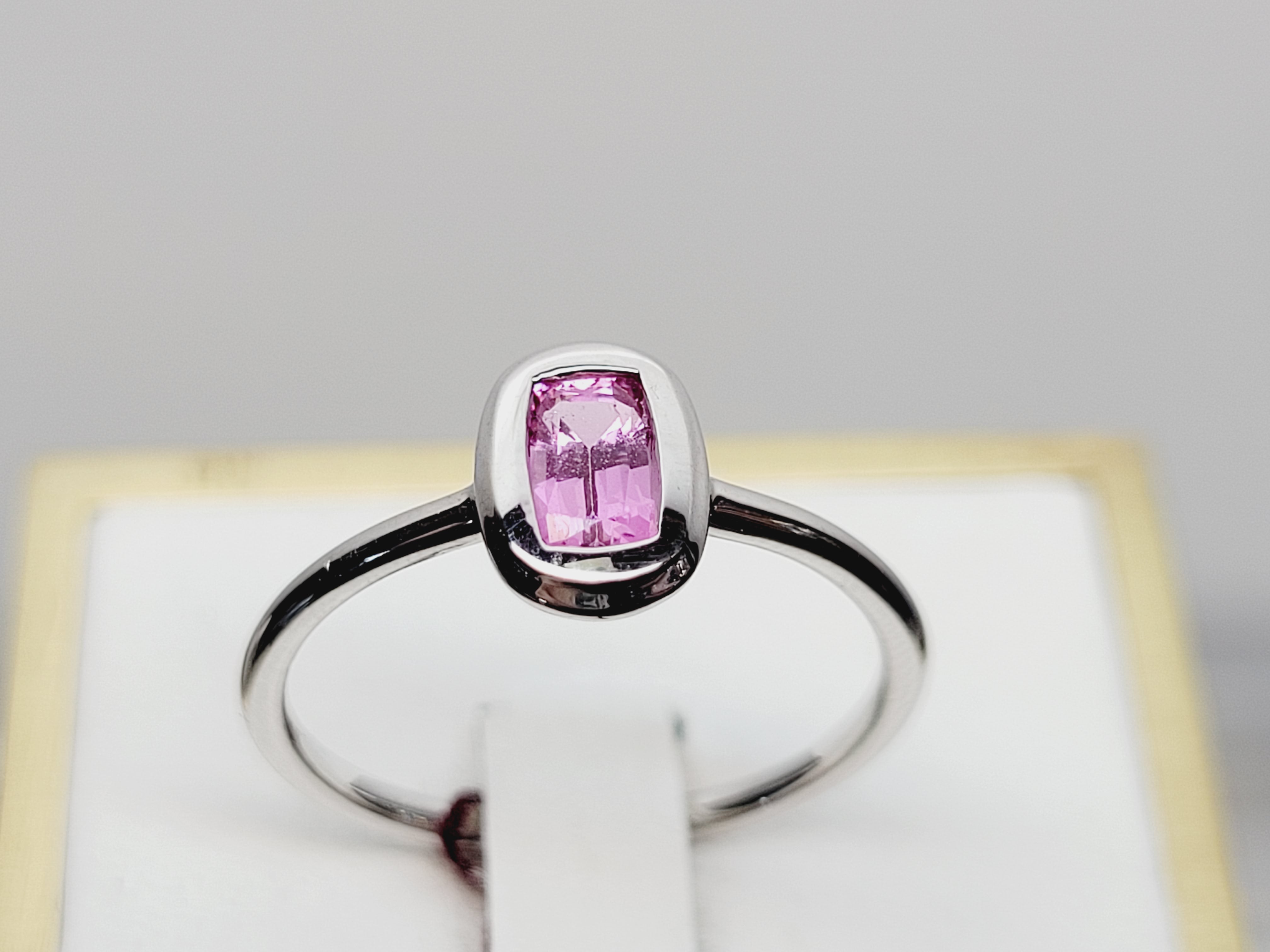 Pink Sapphire Cushion Ring
