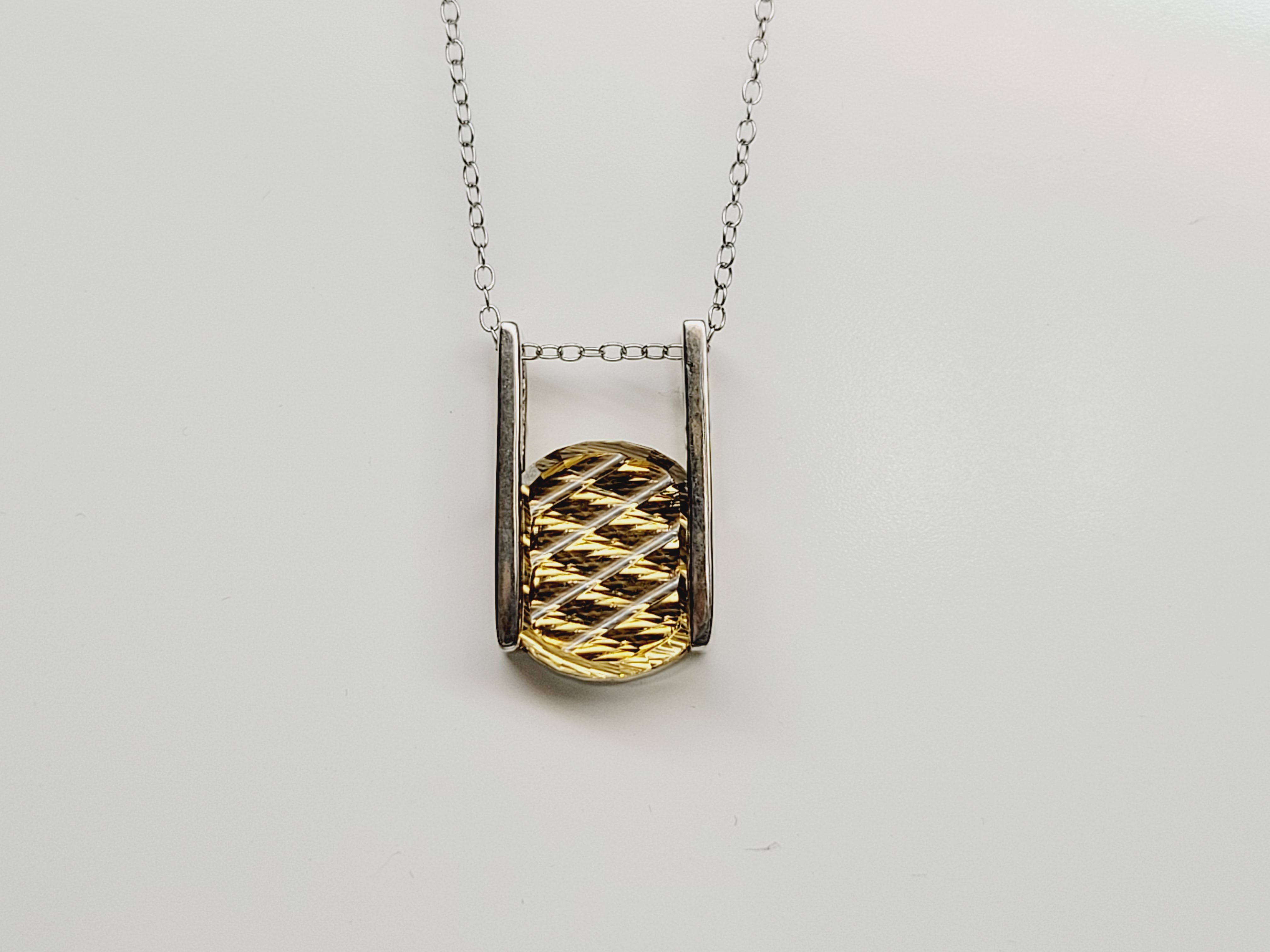 Heliodor 6.67ct Concave Tablet Necklace