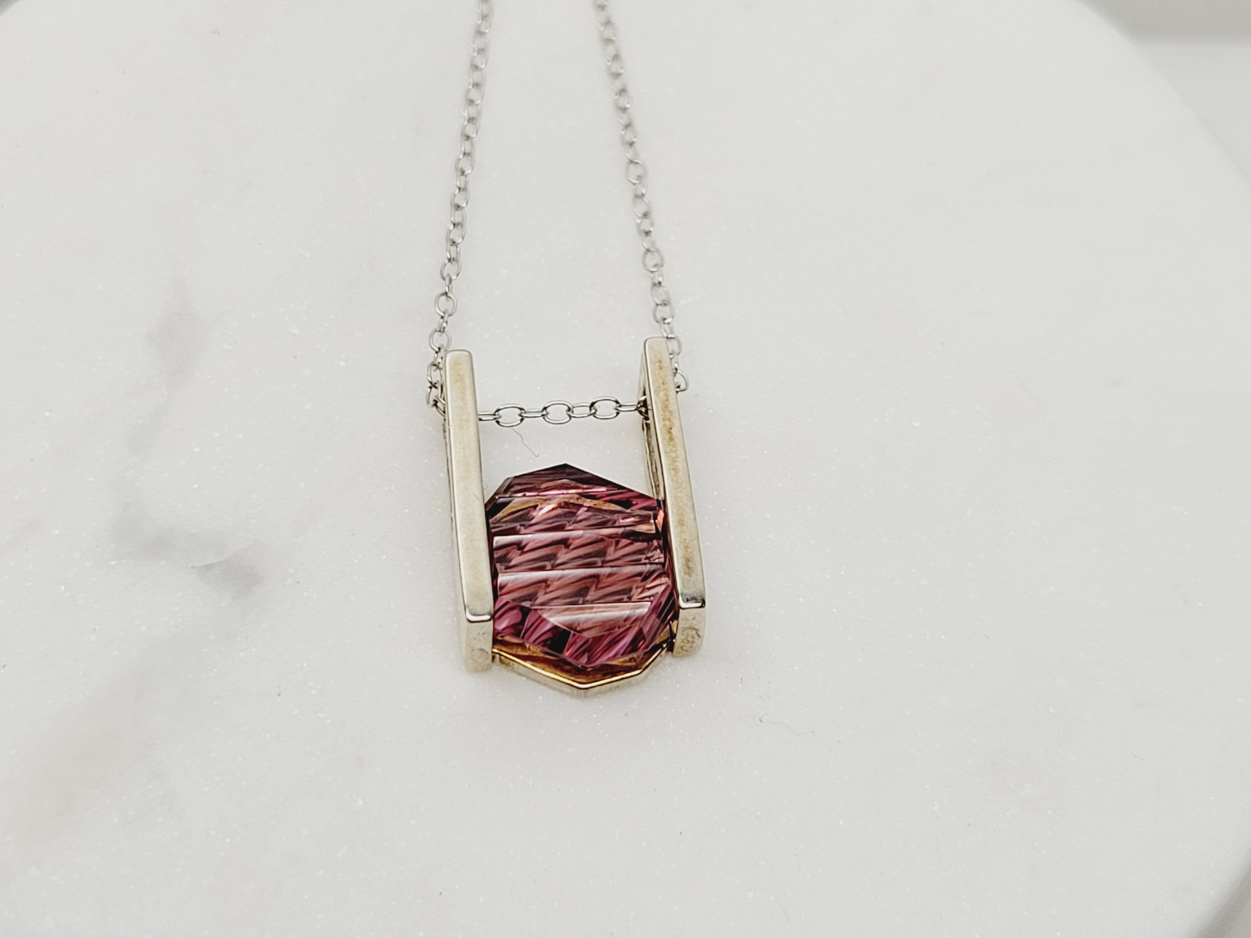 Antique Octagon Tablet Tourmaline 5.05ct Concave Cut Necklace
