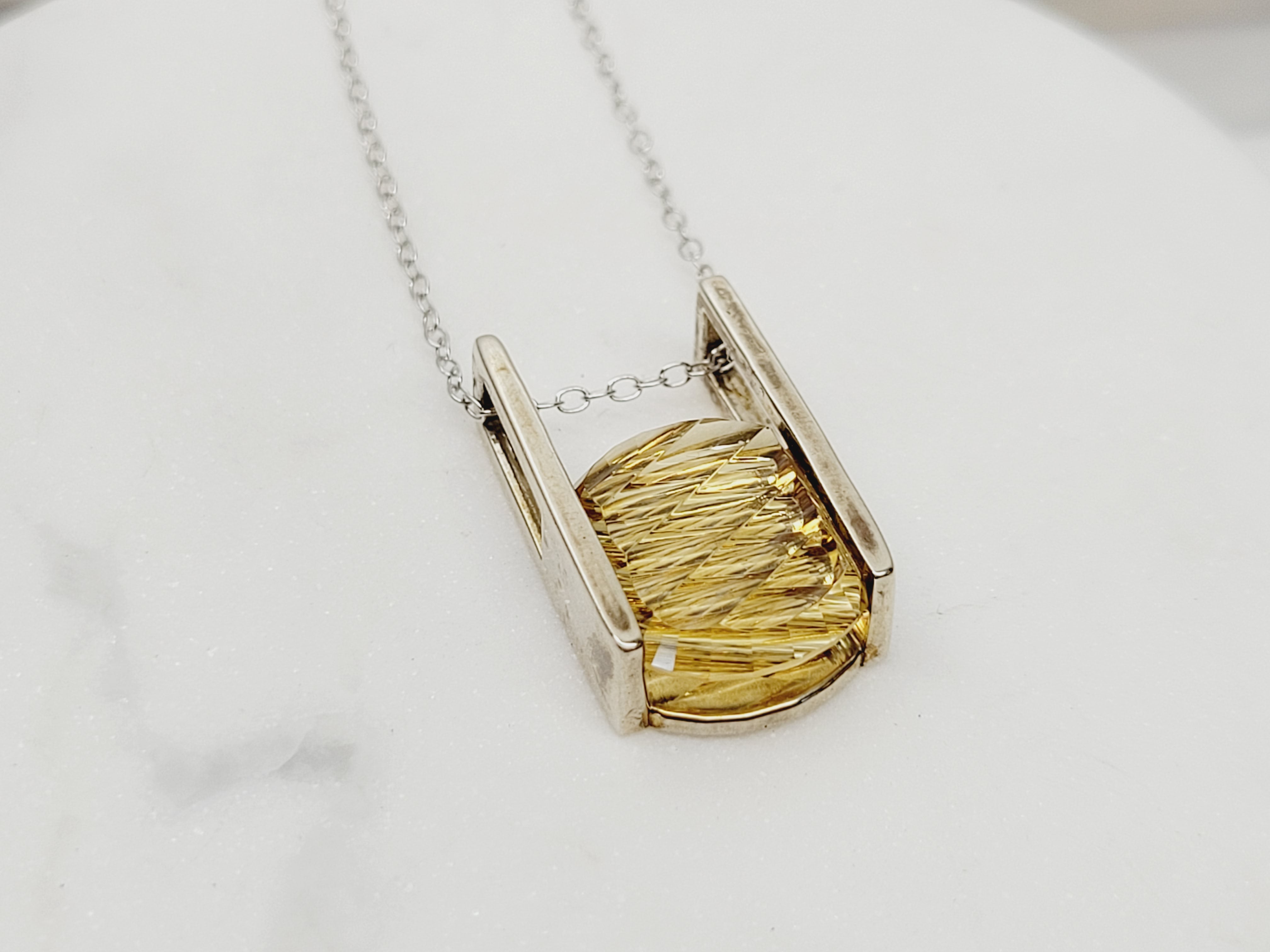 Heliodor 6.67ct Concave Tablet Necklace