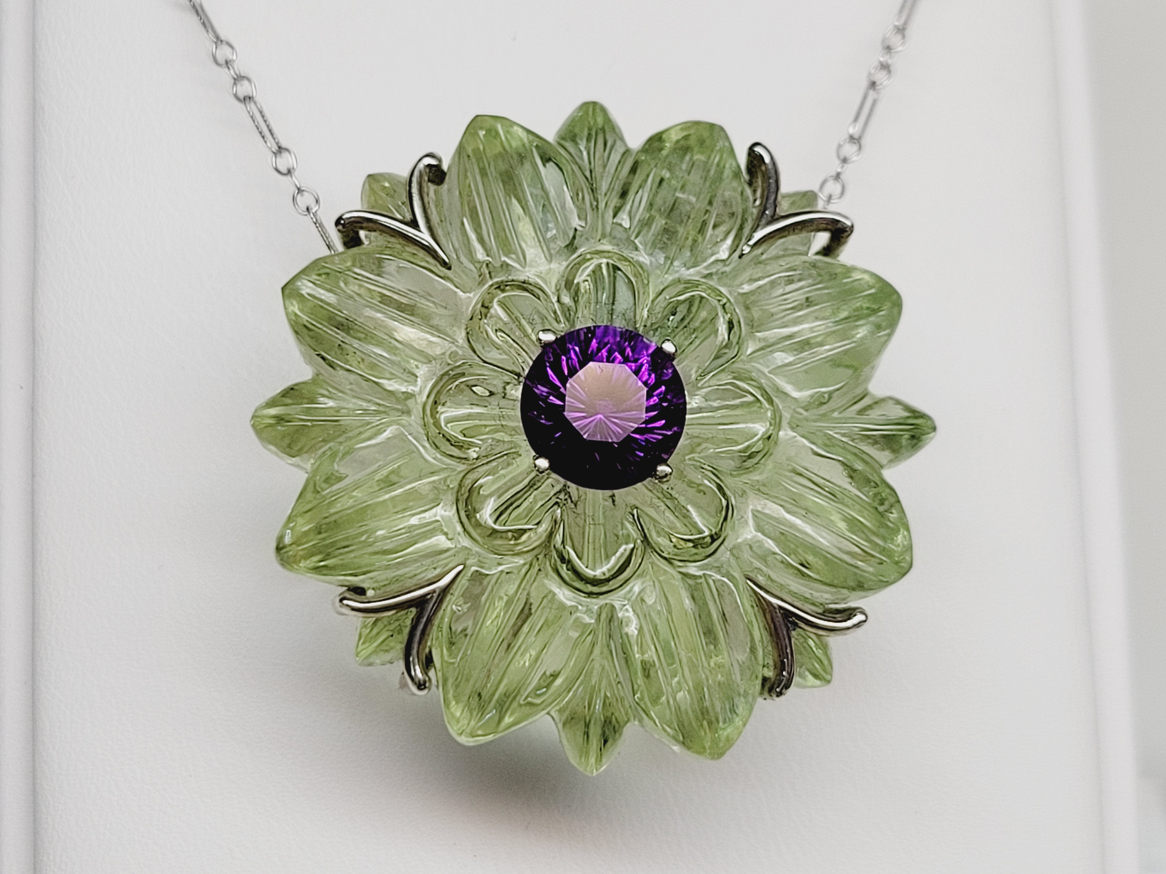 Amethyst & Prasiolite Quartz 2.55ct Necklace