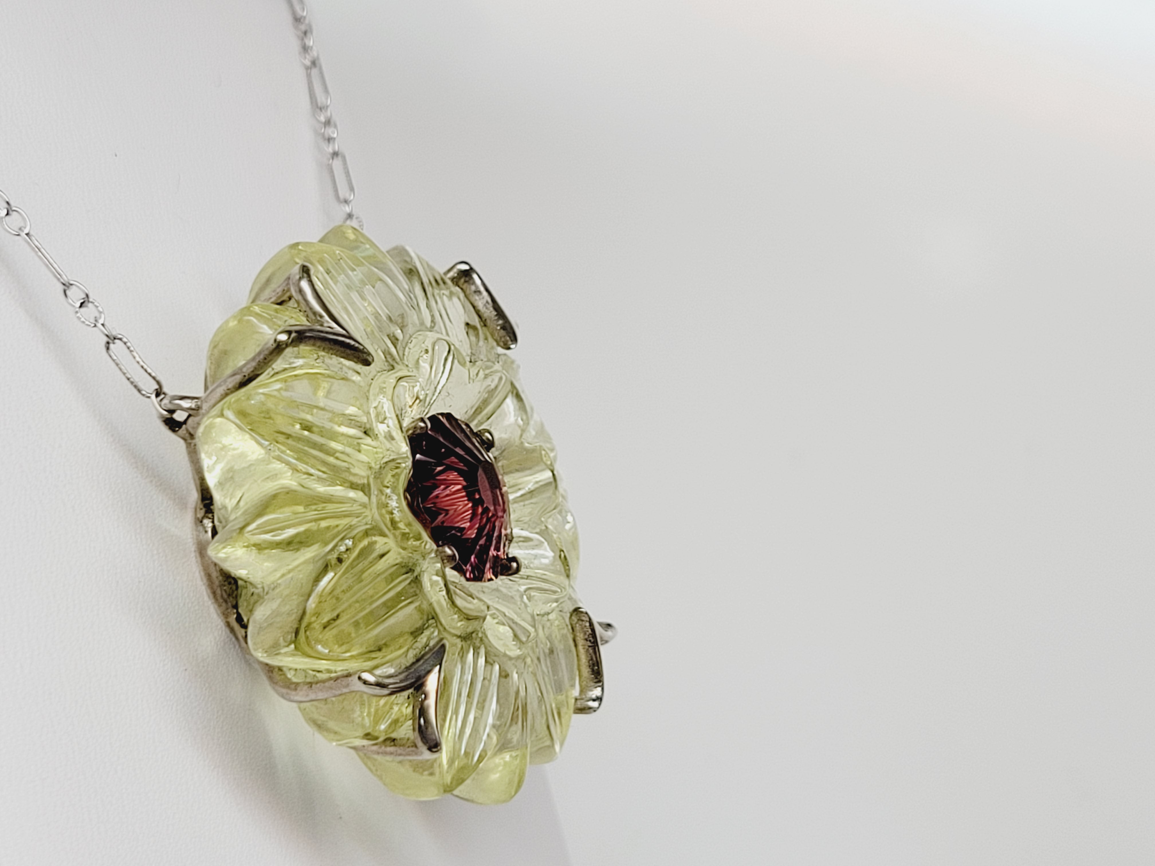 Cranberry Tourmaline & Oro Verde Quartz 4.40ct Necklace