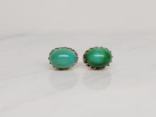 Load image into Gallery viewer, Oval Green Chrysoprase Earrings