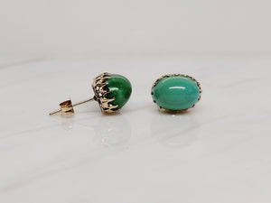 Oval Green Chrysoprase Earrings