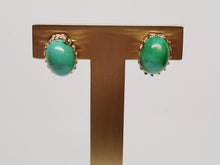 Load image into Gallery viewer, Oval Green Chrysoprase Earrings