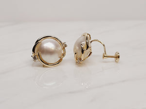 Pearl with Diamond Accent Earrings Non-Pierced