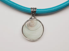 Load image into Gallery viewer, Snail Shell Circle Pendant on Teal Cord
