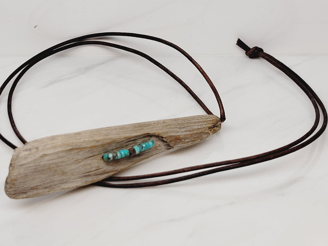 Turquoise Line Driftwood Necklace