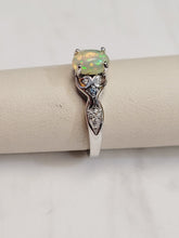 Load image into Gallery viewer, Ethiopian Opal with Diamond and Aquamarine Ring