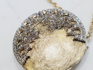 14k TT Contemporary Diamond and Gold Medallion (Estate Piece)
