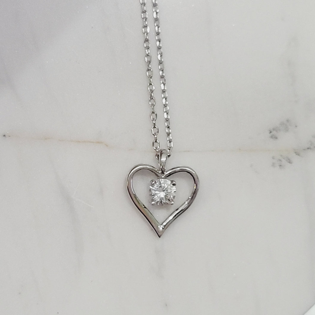 5mm Lab Grown White Sapphire Heart Shaped Necklace