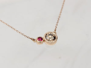 Chocolate Walk Winner - Fancy Brown Diamond and Ruby Accent Necklace in Rose Gold