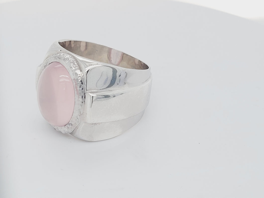 Men's customized rose quartz ring