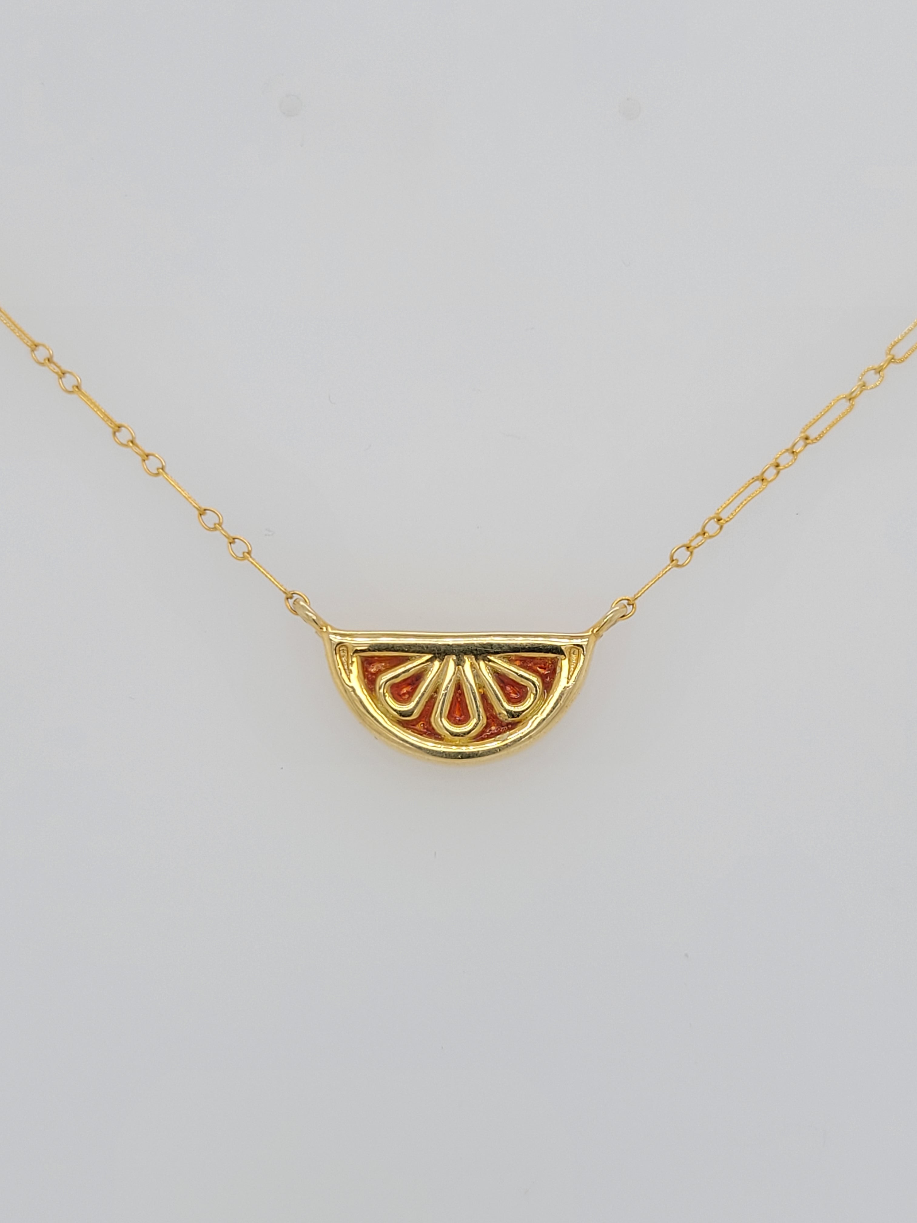 Fruition Citrus w/plique' a jour Necklace Tangerine