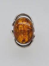 Load image into Gallery viewer, Sterling Amber Free Form Ring sz8