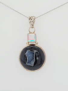 Estate SS Mystic Topaz/ Druzy Quartz Pendant