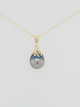 Load image into Gallery viewer, Estate Black Cultured Pearl 14ky Pendant
