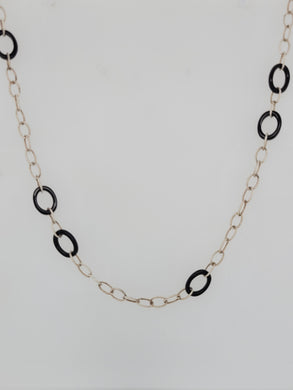 Onyx SS Link Chain Necklace