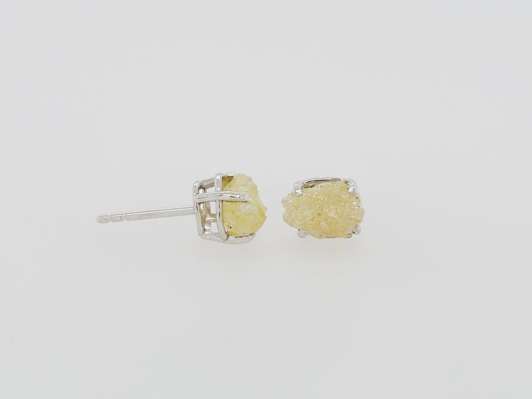 14KW Rough Yellow Diamond Earrings
