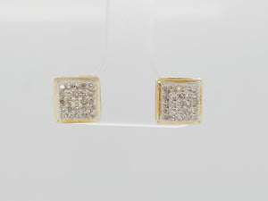 Estate 10k Diamond Square Cluster Earrings