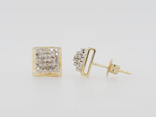 Load image into Gallery viewer, Estate 10k Diamond Square Cluster Earrings