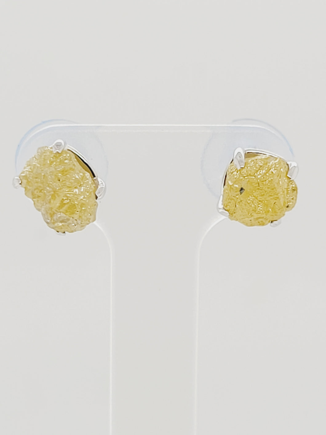 14KW Rough Yellow Diamond Earrings