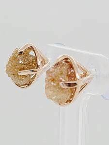14KP Rough Champagne Diamond Earrings
