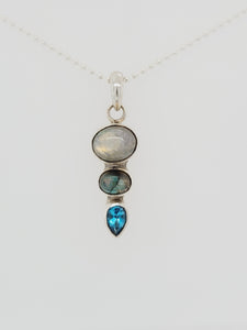 Sterling Silver Labradorite & Blue Topaz Necklace