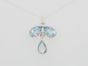 Sterling Silver Three Blue Topaz Necklace