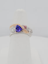 Load image into Gallery viewer, Tanzanite and Lotus Garnet Diamond Accented Layer Ring Shell